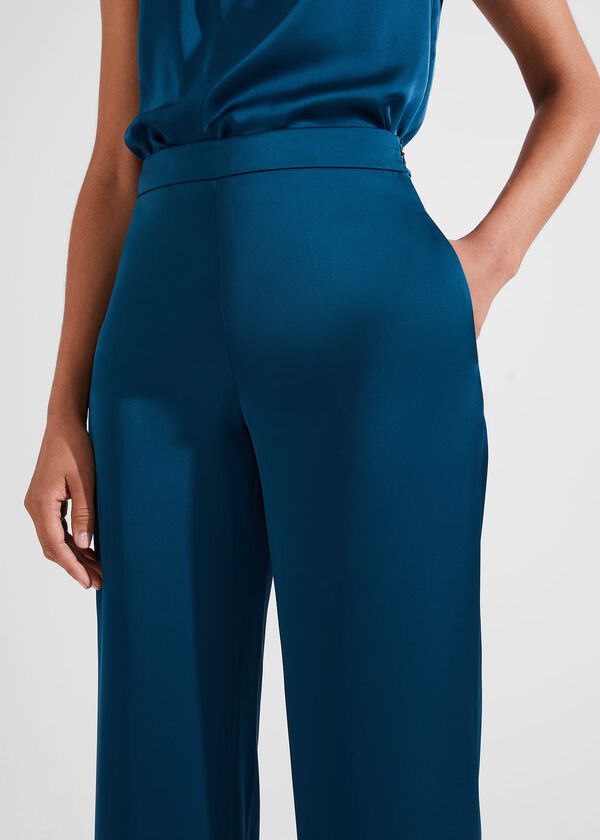 Hobbs Judith Satin Trousers Steel Blue