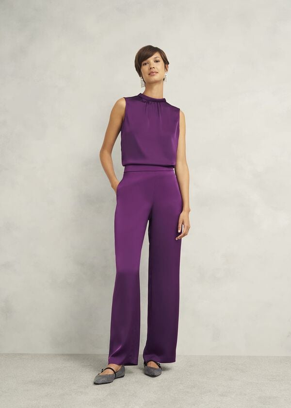 hobbs Judith Satin Trousers Vibrant Purple