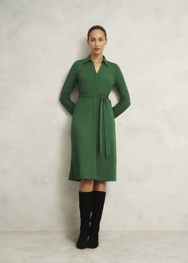 hobbs Julia Ponte Dress Green