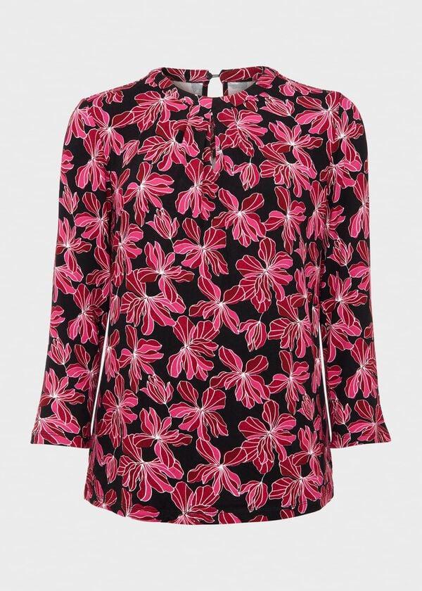 Hobbs Julia Printed Top Black Pink