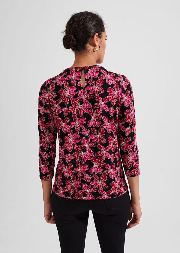 Hobbs Julia Printed Top Black Pink