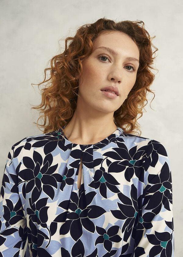 Hobbs Julia Printed Top Blue Multi