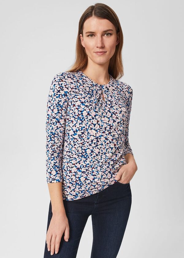 hobbs Julia Printed Top Pink Multi