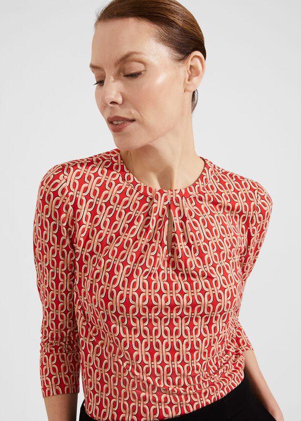 Hobbs Julia Printed Top Red