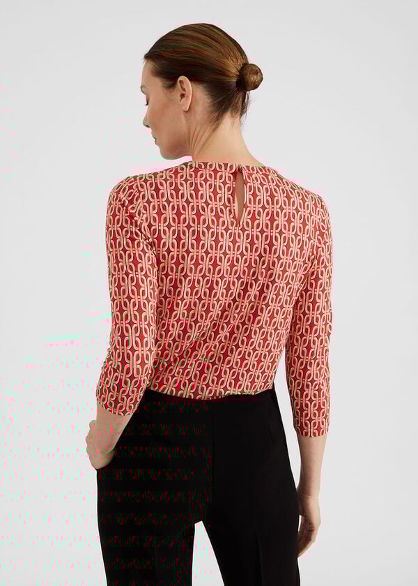 Hobbs Julia Printed Top Red