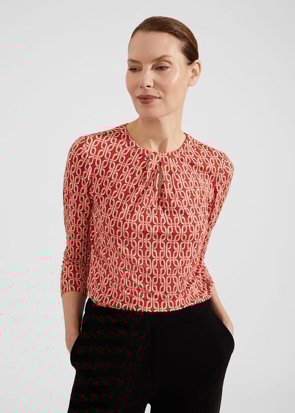 hobbs Julia Printed Top Red