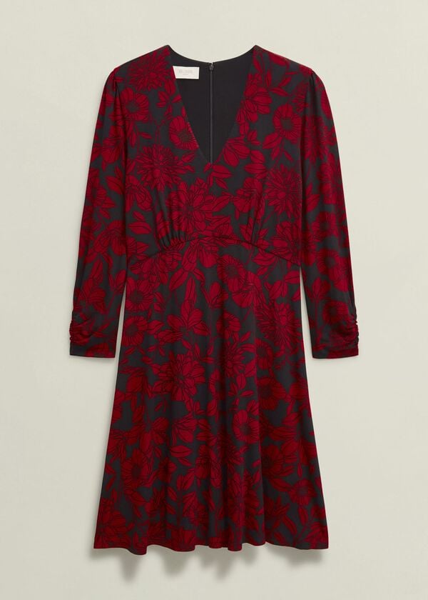 Hobbs Julietta Jersey Dress Black Red