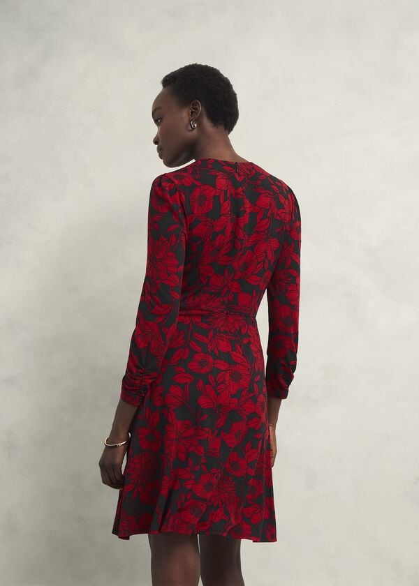 Hobbs Julietta Jersey Dress Black Red