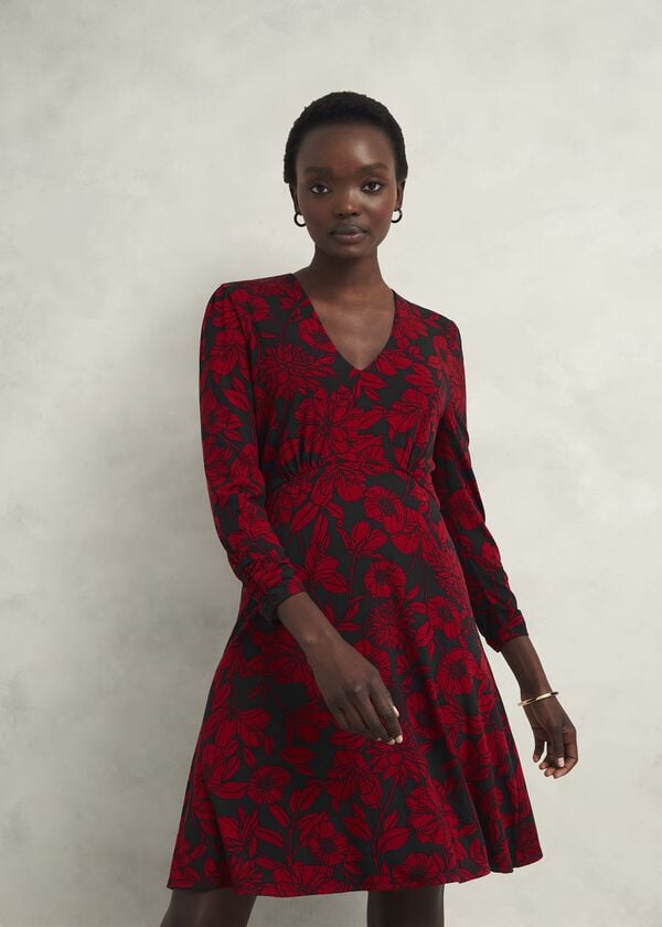 hobbs Julietta Jersey Dress Black Red