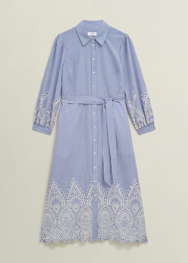 Hobbs Juliette Cotton Dress Blue Ivory