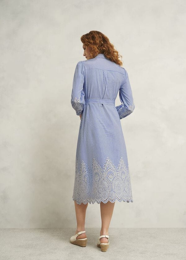 Hobbs Juliette Cotton Dress Blue Ivory