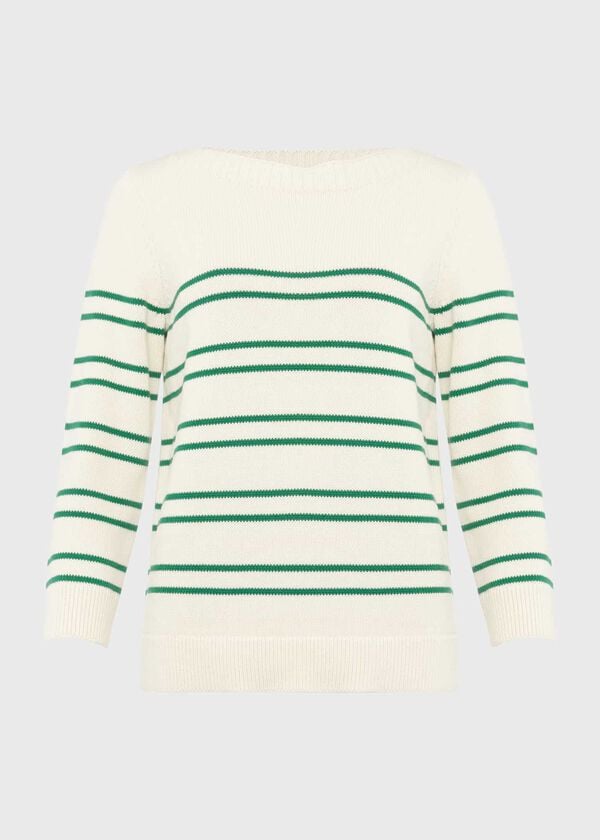 Hobbs June Cotton Jumper Ivory Green