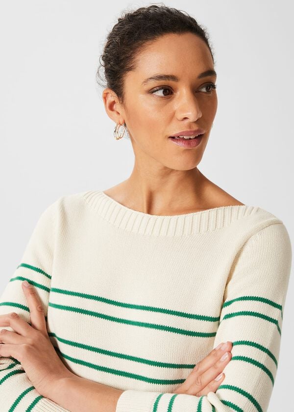 Hobbs June Cotton Jumper Ivory Green