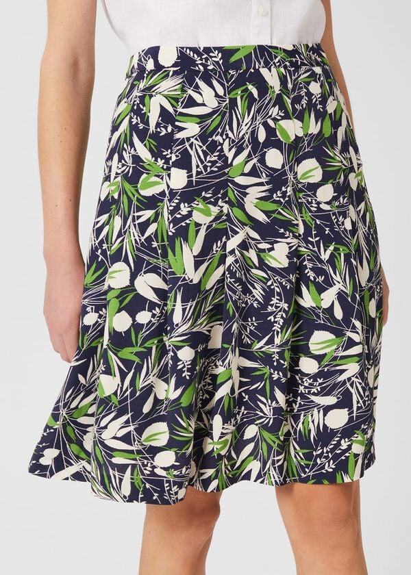 Hobbs Kadey Printed Skirt Navy Multi