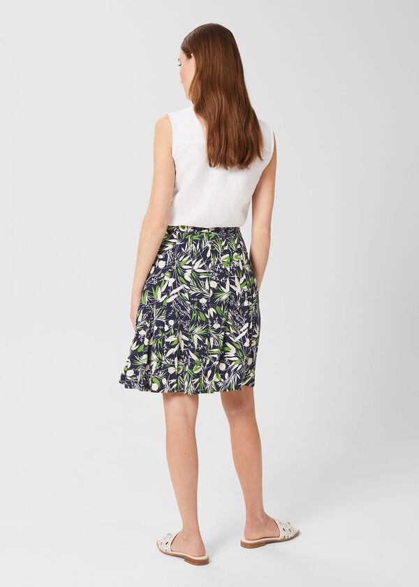 Hobbs Kadey Printed Skirt Navy Multi