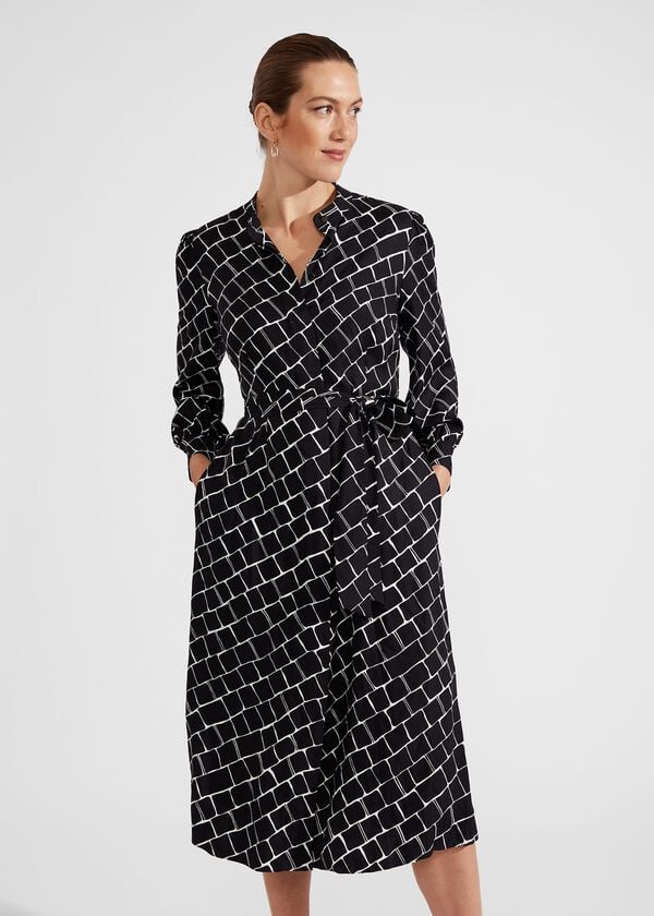 Hobbs Kalani Dress Navy Ivory