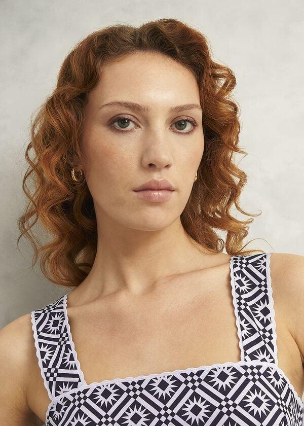 Hobbs Kara Cotton Dress Navy Ivory