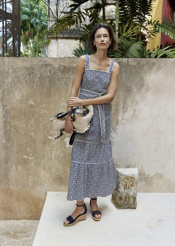 hobbs Kara Cotton Dress Navy Ivory