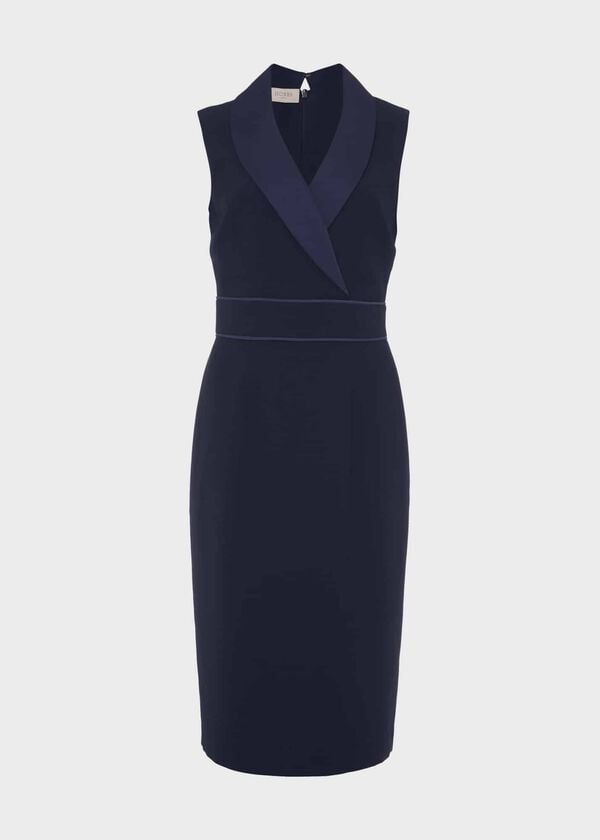 Hobbs Kara Tux Shift Dress Midnight Navy