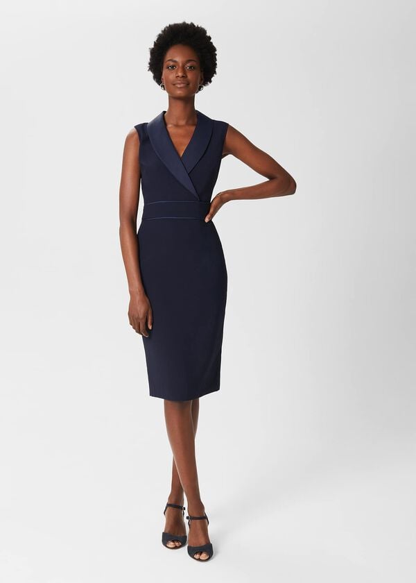 hobbs Kara Tux Shift Dress Midnight Navy