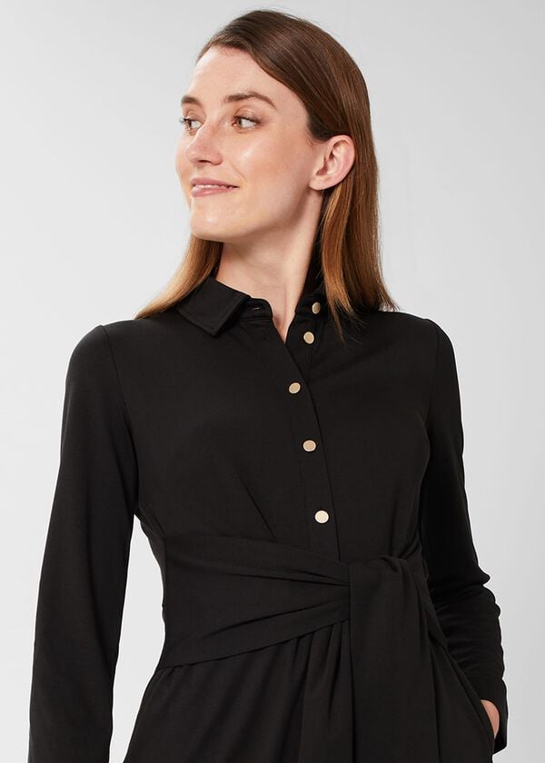 Hobbs Karina Belted Jersey Dress Black