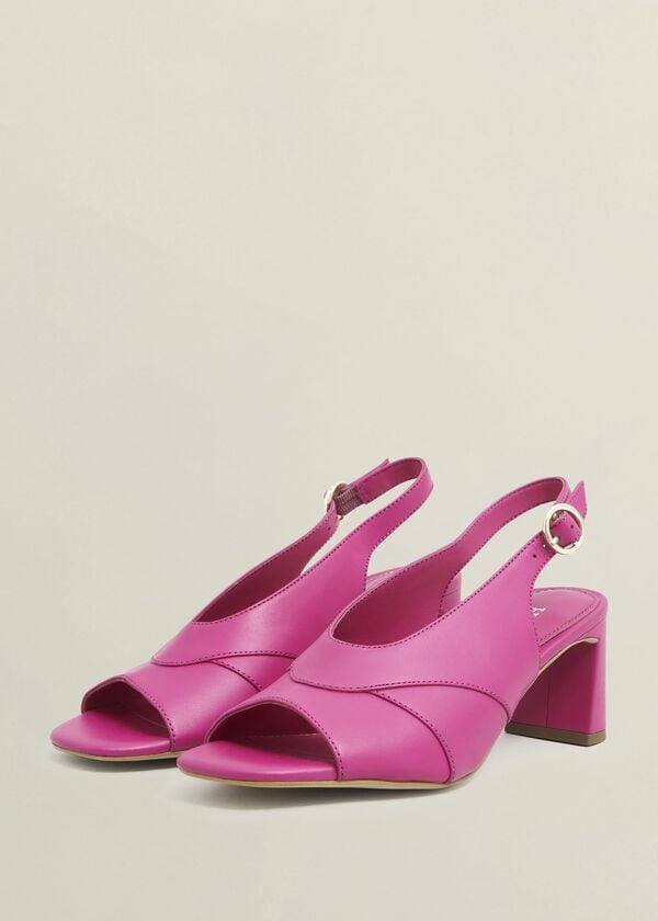 Hobbs Karina Leather Sandals Bright Pink