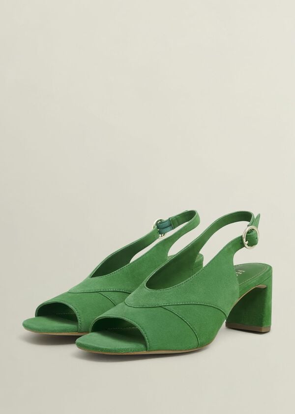Hobbs Karina Suede Sandals Cilantro Green