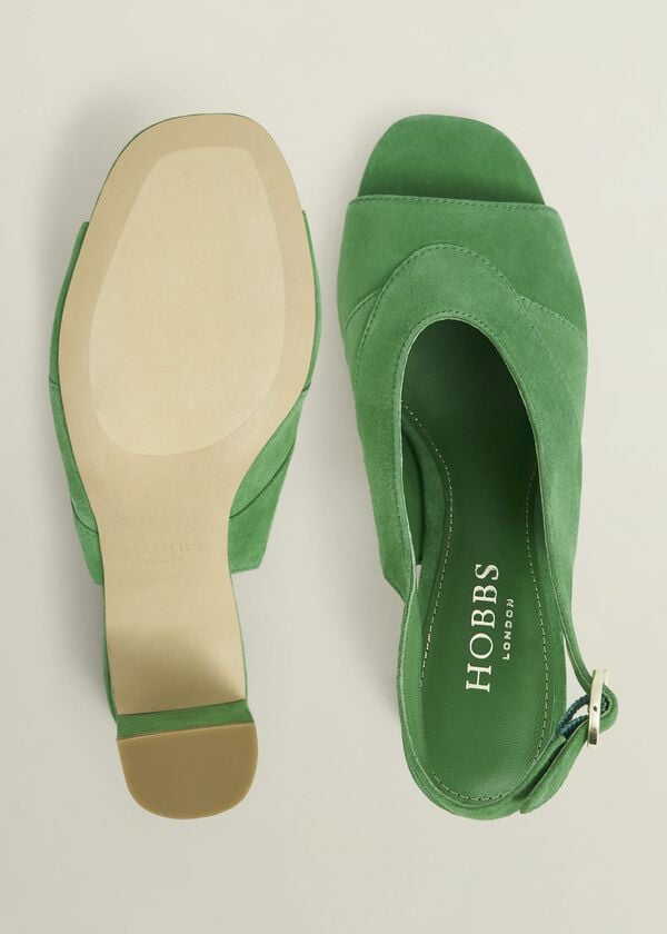 Hobbs Karina Suede Sandals Cilantro Green