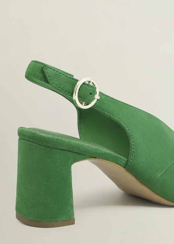Hobbs Karina Suede Sandals Cilantro Green