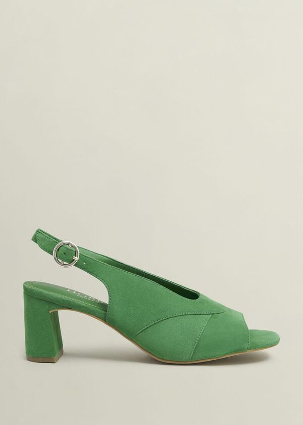hobbs Karina Suede Sandals Cilantro Green