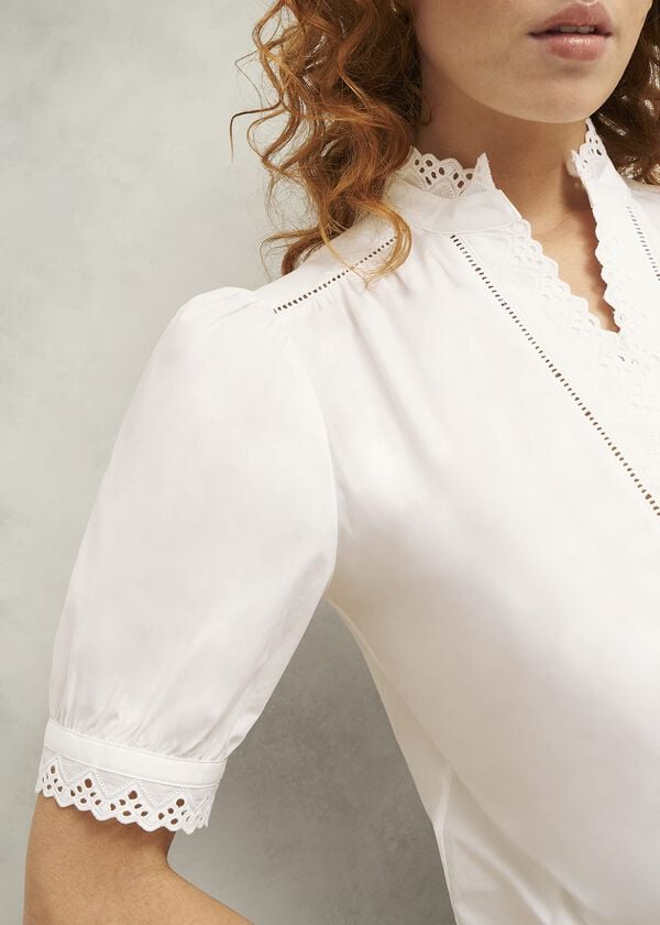 Hobbs Karis Cotton Blouse White