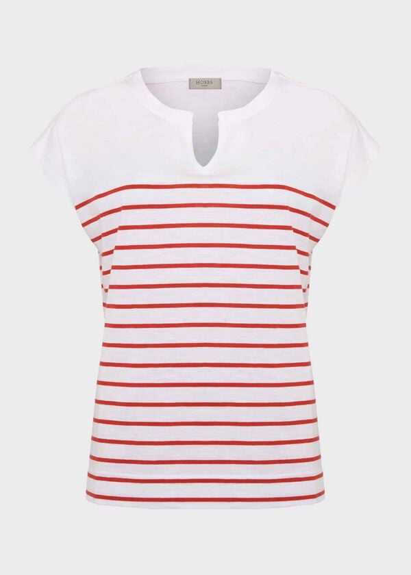 Hobbs Karis Slub Top White Flame Red