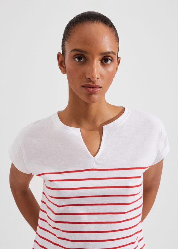 Hobbs Karis Slub Top White Flame Red