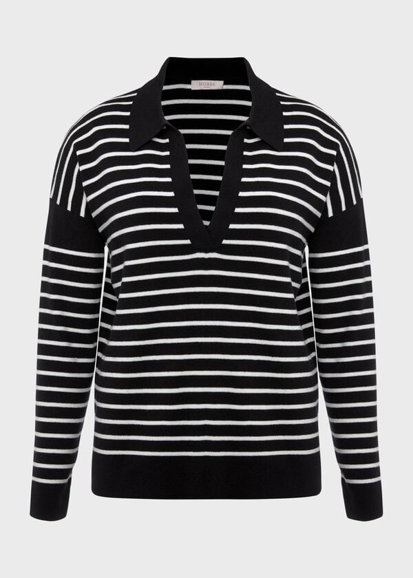 Hobbs Karissa Cotton Striped Jumper Black Ivory