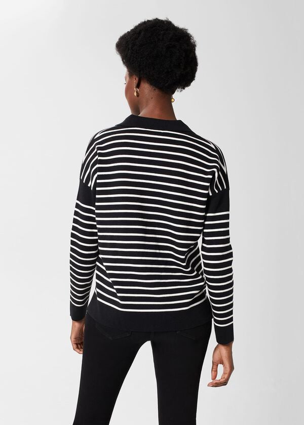 Hobbs Karissa Cotton Striped Jumper Black Ivory