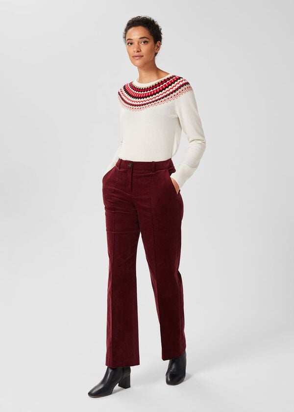 Hobbs Kassandra Cord Trousers Dark Red