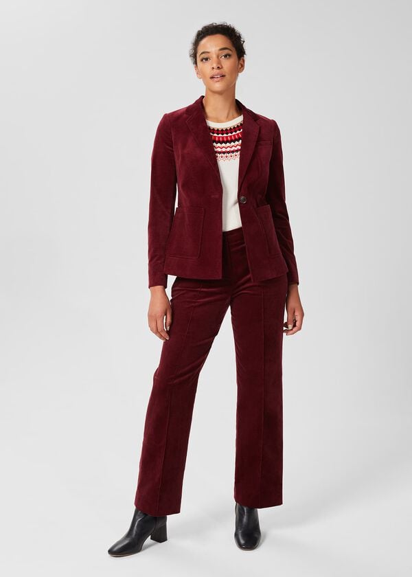 hobbs Kassandra Cord Trousers Dark Red