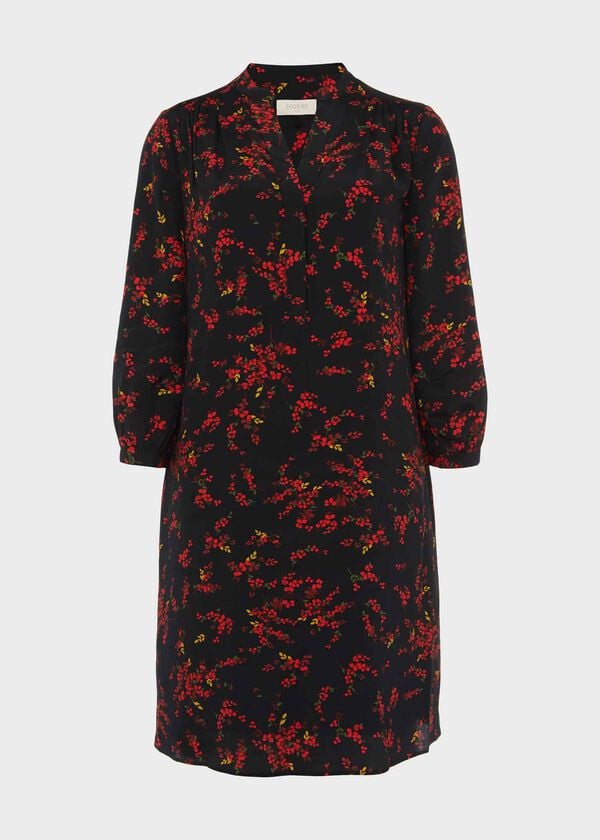 Hobbs Katarina Floral Tunic Dress Black Multi