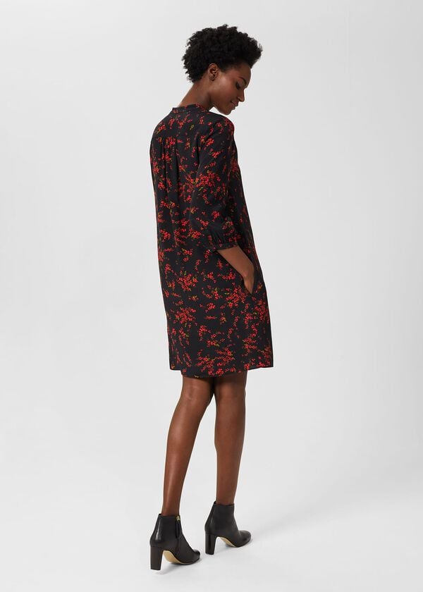 Hobbs Katarina Floral Tunic Dress Black Multi