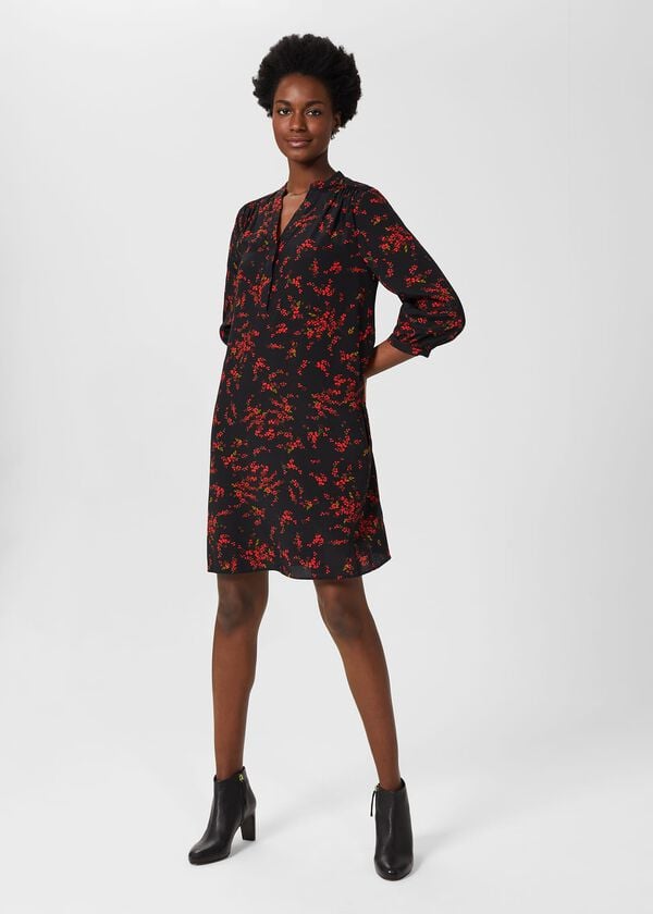 hobbs Katarina Floral Tunic Dress Black Multi