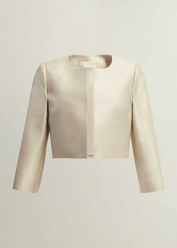 Hobbs Katherine Wool Silk Jacket Oyster