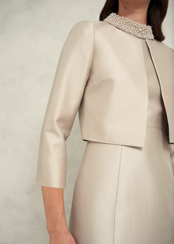 Hobbs Katherine Wool Silk Jacket Oyster