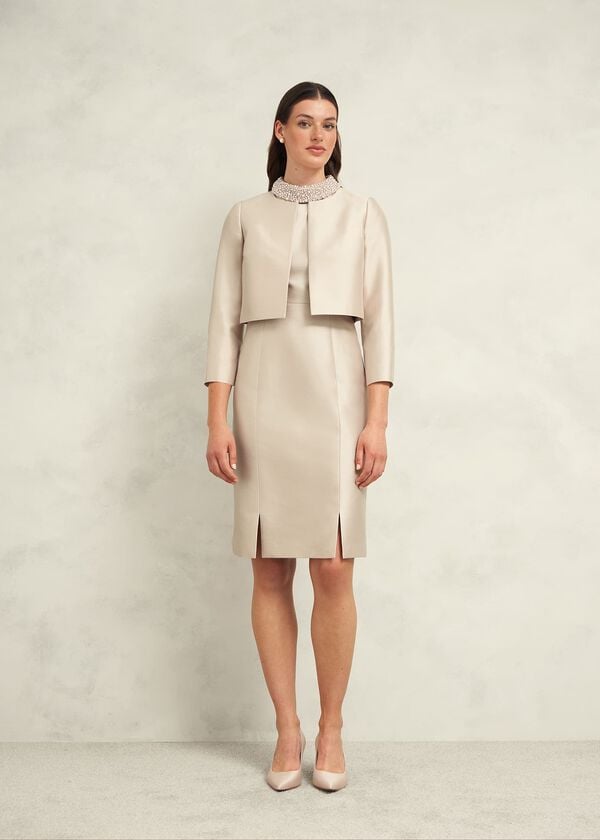 hobbs Katherine Wool Silk Jacket Oyster