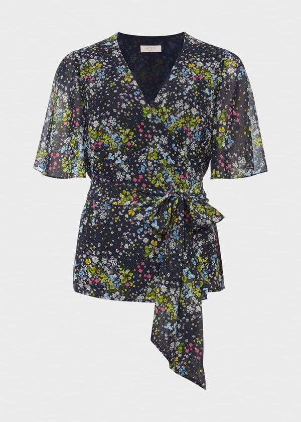 Hobbs Kayden Floral Wrap Top Navy Multi