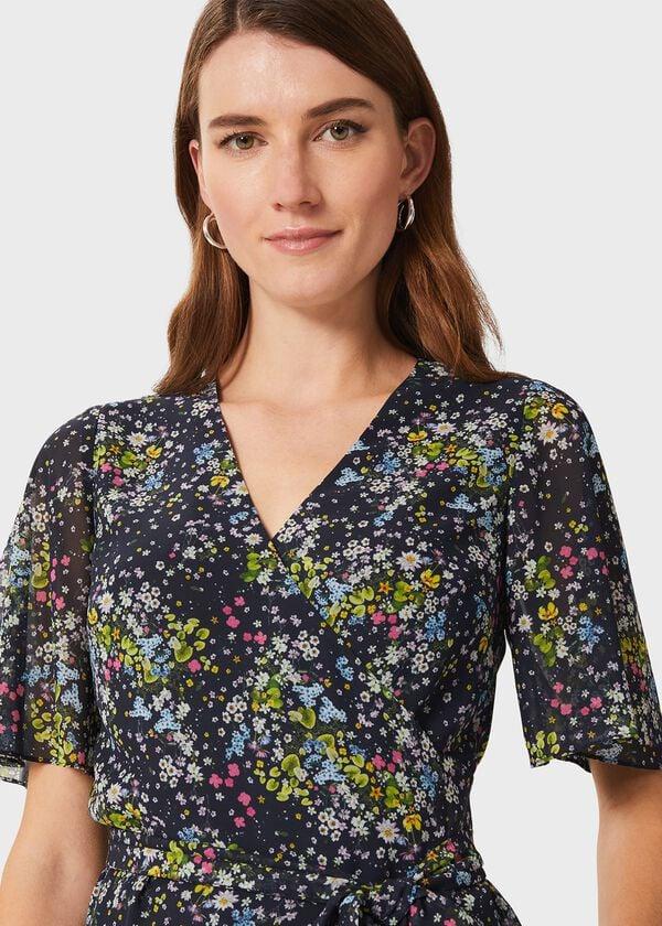 Hobbs Kayden Floral Wrap Top Navy Multi