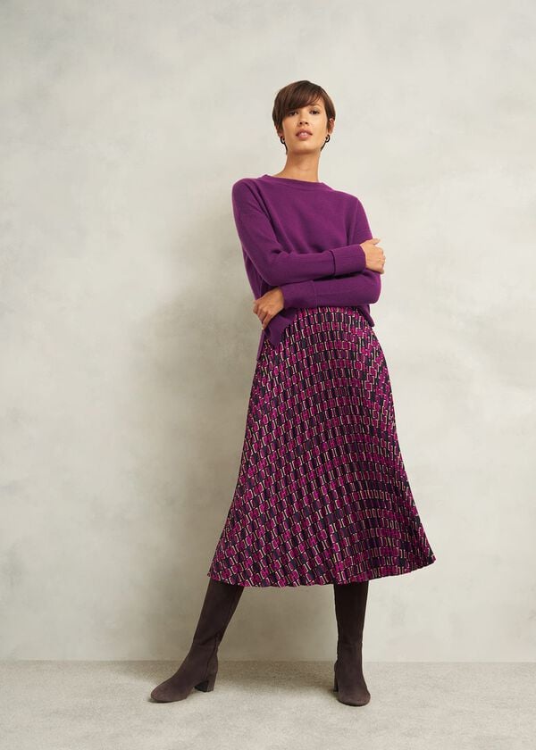 hobbs Kayla Pleated Skirt Purple Multi
