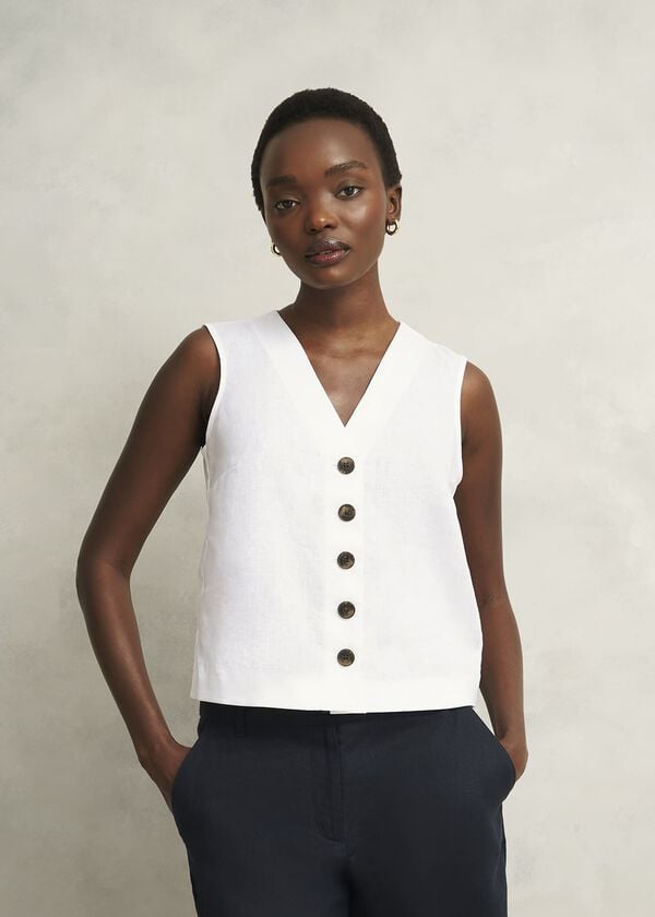 hobbs Kaylee Linen Top White