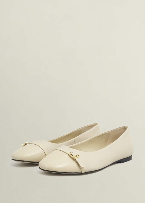 Hobbs Kelly Leather Ballerinas Light Beige