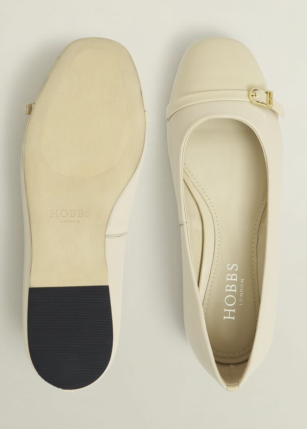 Hobbs Kelly Leather Ballerinas Light Beige