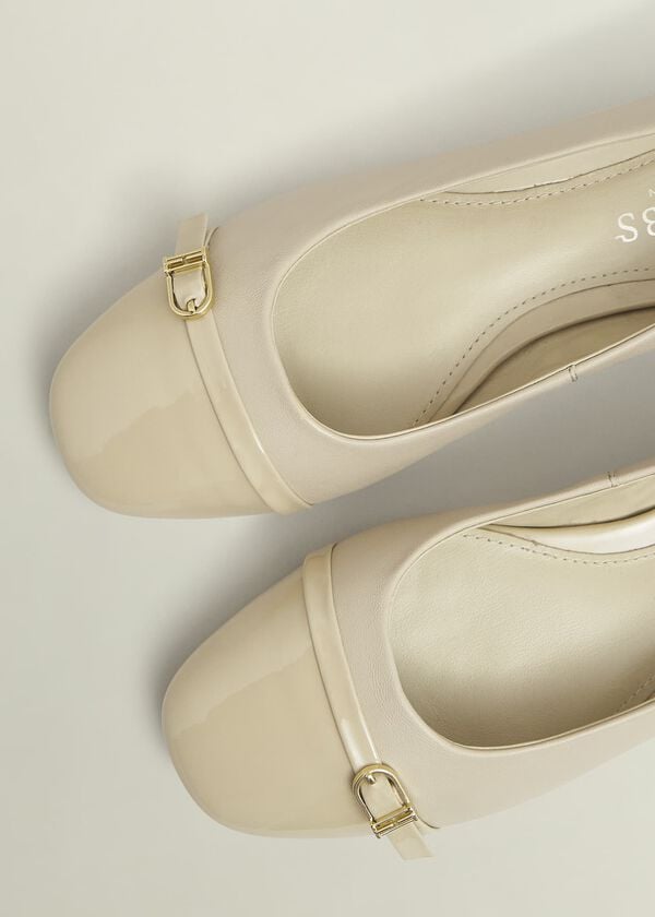 Hobbs Kelly Leather Ballerinas Light Beige